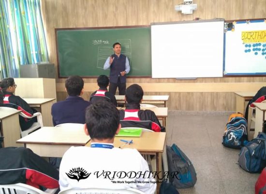 Classroom session conducted by Vriddhikar at Alpine Convent School
